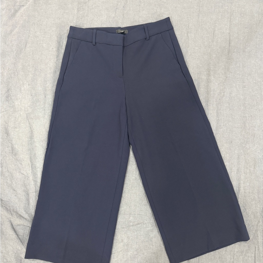 J. Crew Sydney Navy Wide-Leg Cropped Trousers